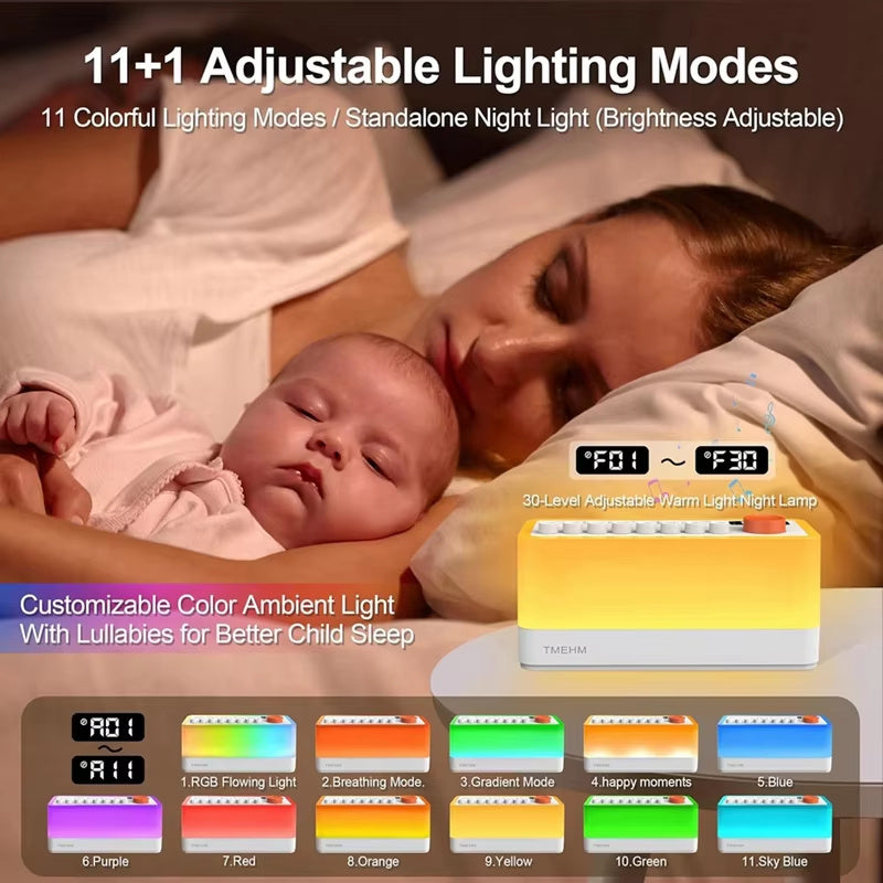 White Noise Sleep Sound Machine DIY Bluetooth-compatible Stereo Light RGB Seven-color Atmosphere Night Light deneme