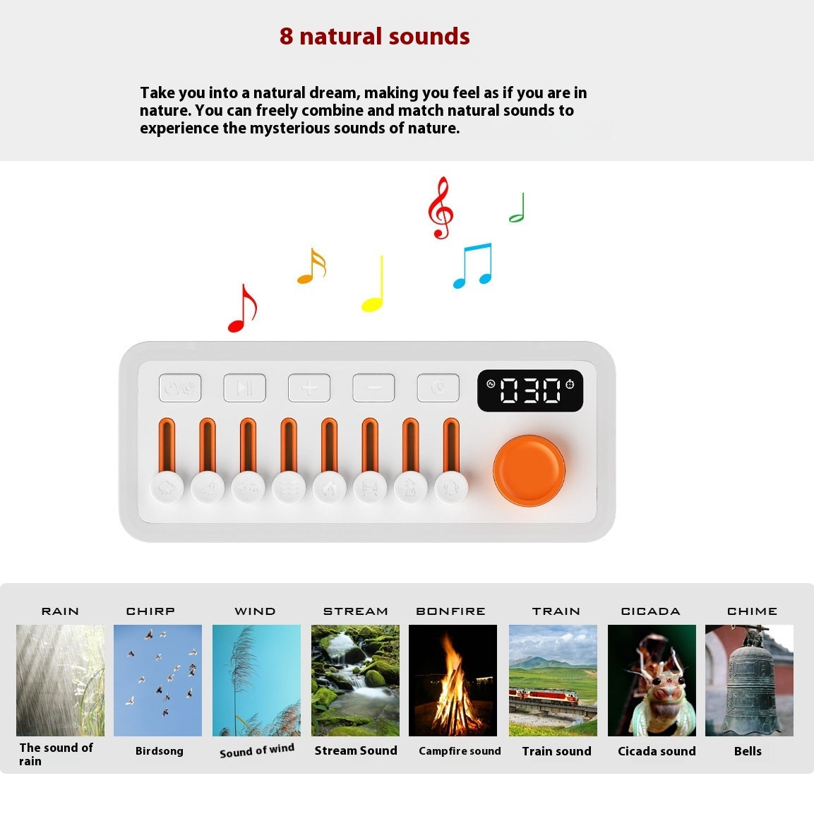 White Noise Sleep Sound Machine DIY Bluetooth-compatible Stereo Light RGB Seven-color Atmosphere Night Light deneme